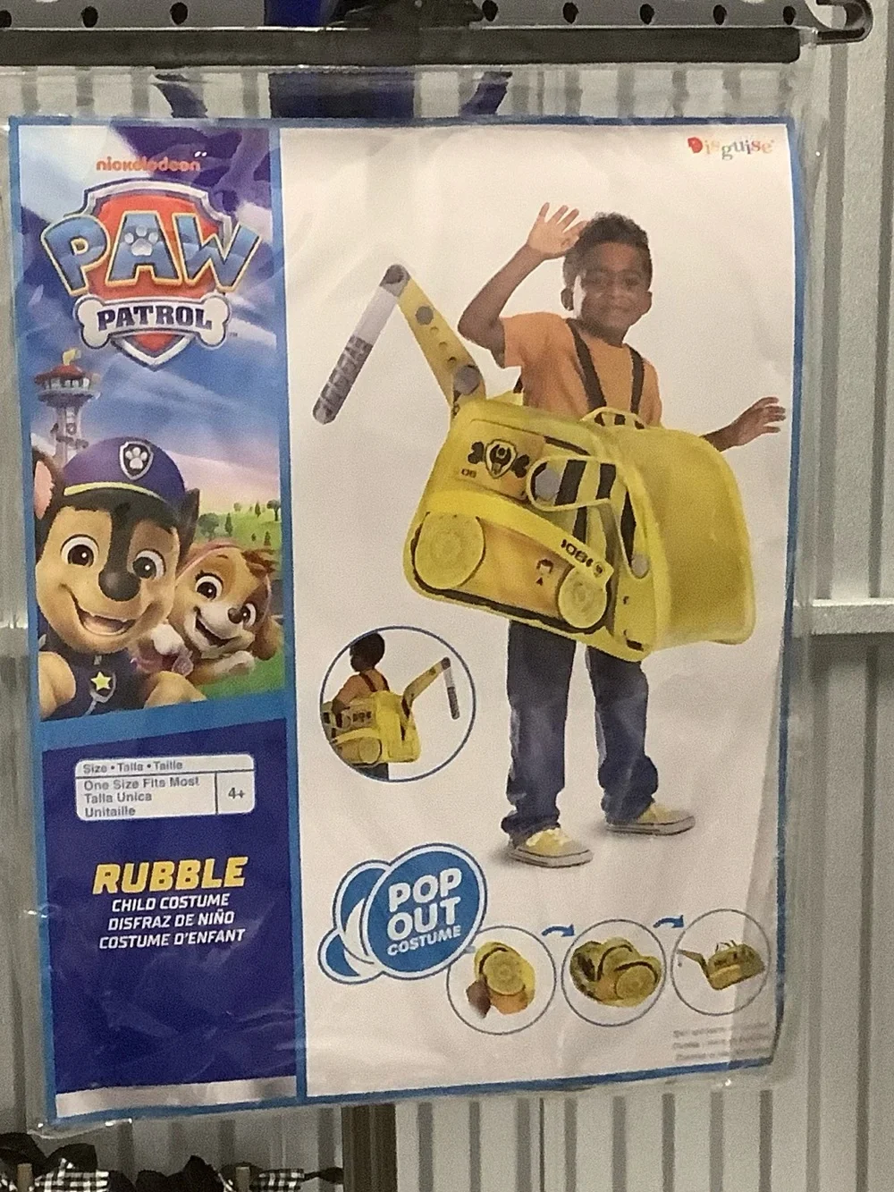 Paw Patrol Rubble Pop-Out Halloween Costume in Yellow size 4T